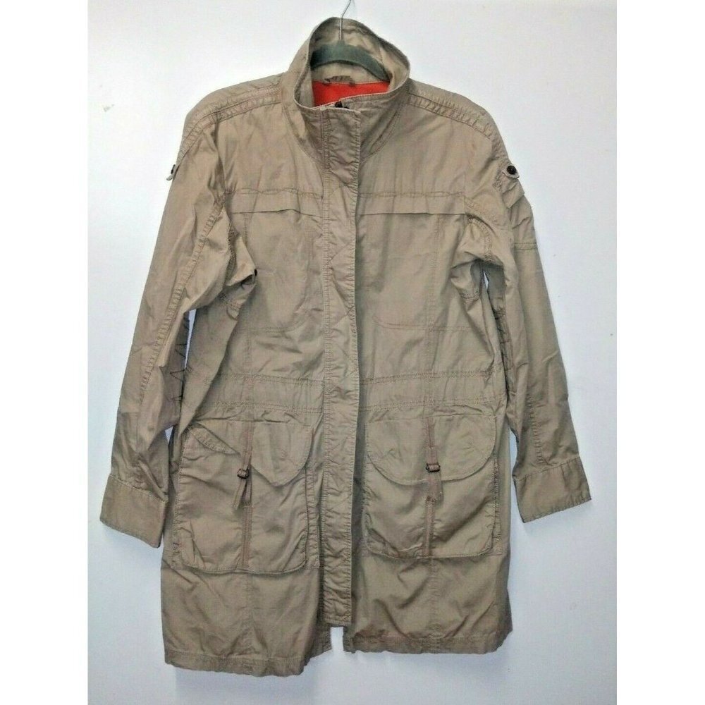 VTG Eddie Bauer Jacket parka utility XL Beige COTTON Cargo pockets Full Zip